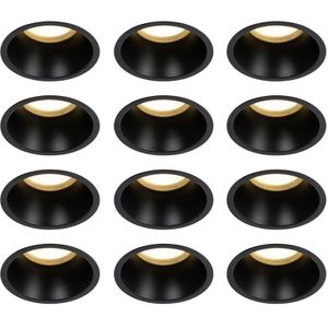 Set mit 12 Einbaustrahlern schwarz GU10 70mm IP44 - Dept