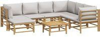 Vidaxl - 8-tlg. Garten-Lounge-Set mit Kissen Hellgrau Bambus