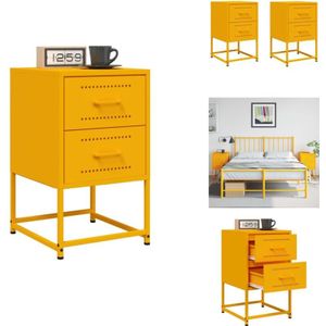 Nachttische 2 Stk. Senfgelb 36x39x60,5 cm Stahl - Nachttisch - Nachttische - Schrank - Nachtschrank