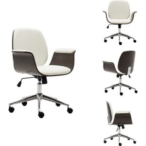 Bürostuhl Weiß Bugholz und Kunstleder - Bürostuhl - Schreibtischstuhl - Ergonomischer Stuhl - Arbeitsplatzsessel - Home Office
