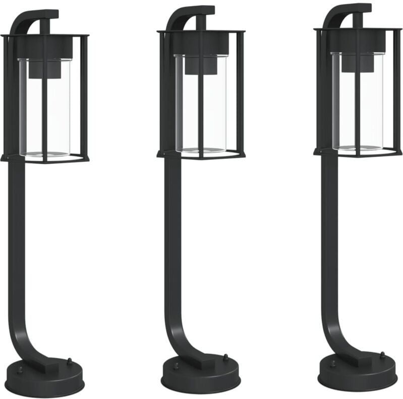 Wegeleuchten 3 Stk. Schwarz 60 cm Edelstahl vidaXL