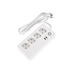 Efectoled - Steckerleiste mit 4 Steckdosen Typ f Schuko + 2 x usb WiFi Weiß