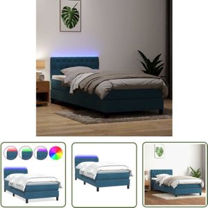 VidaXL Boxspringbett mit Matratze Dunkelblau 80x220 cm Samt