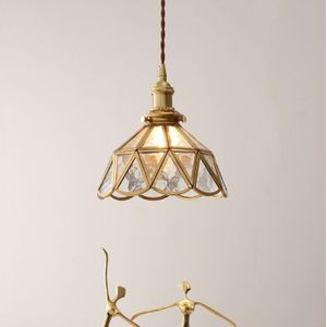 Wottes - Jahrgang Pendelleuchte mit Messing E27 Design Kreative Lampenschirm Hängelampen Glas Metall Kronleuchter - c