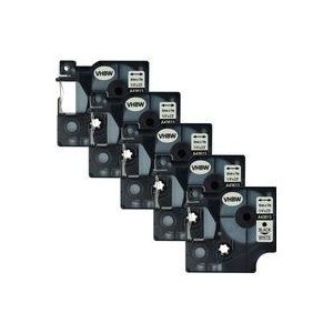 5x Schriftband-Kassette kompatibel mit Dymo LabelWriter Duo, Duo 400, Duo 450 Etiketten-Drucker 6mm Schwarz auf Weiß - Vhbw