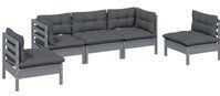 5-tlg. Garten-Lounge-Set mit Kissen Kiefer Massivholz Vidaxl