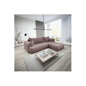 Fun Moebel - Ecksofa Schlafsofa anike Stoff Now or Never Altrosa Ottomane Rechts