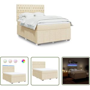 VidaXL Boxspringbett mit Matratze Creme 160x200 cm Stoff