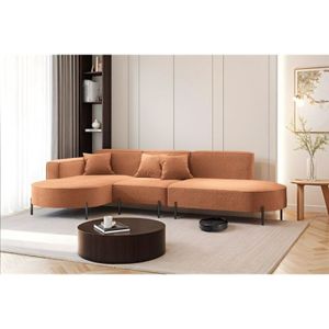 Fun Moebel - Ecksofa Designersofa valencia in Stoff Quelle Ziegelbraun Ottomane Links