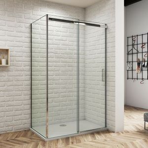 160x100x195cm 8mm Nano esg Glas Schiebetür Nischentür Duschwand Duschabtrennung Duschkabine