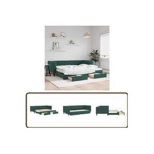 vidaXL Tagesbett Ausziehbar mit Schubladen Dunkelgrün 90x200 cm Samt