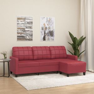 Torana - 3-Sitzer-Sofa mit Hocker Weinrot 180 cm Kunstleder