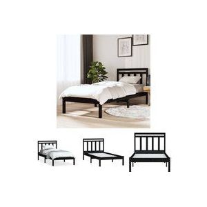 Maison Chic - The Living Store Massivholzbett Schwarz Kiefer 100x200 cm - Holzbettrahmen - Kiefernbett - Doppelbett - Massiver Rahmen - Schwarzes Bett