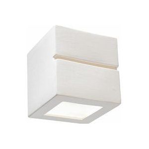 Wandlampe Keramik weiß E27 Wandleuchte Innen Oben und Unten Treppenhaus Lampe Wand, Leuchte bemalbar, 1x E27, LxH 15x15 cm