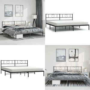 Vidaxl - Bettgestell mit Kopfteil Metall Schwarz 183x213 cm - Metallbettfundament - Schwarzes Bettgestell - Boxspringrahmen - Doppelbett - Bettrahmen
