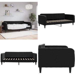 Tagesbett Schwarz 90x200 cm Samt - Samtsofa - Schlafsofa - Gästebett - Doppelbett - Boxspringbett - Home & Living