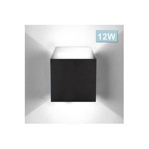 Swanew - led Wandlampe Außen Wandleuchte Modern Wandleuchten Wasserdicht Treppen Eingangsflur Lampe Square Up down Light Deko 12W Schwarz Kaltweiß