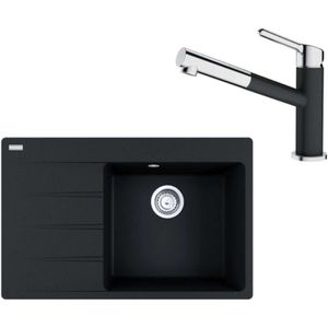 Franke Sets - Set G227, Fragranit-Spüle CNG 611-78 TL/7 und Armatur FC 3055.071, schwarz matt/chrom 114.0675.670
