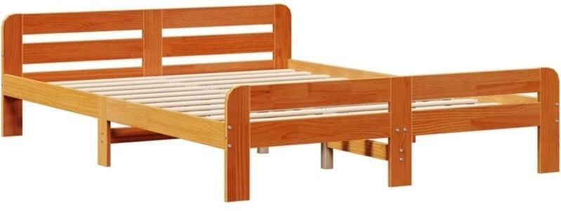 Massivholzbett ohne Matratze Wachsbraun 140x190 cm Kiefernholz Vidaxl