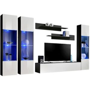 TV-Möbel FLY C3 Design, in glänzendem Schwarz und Weiß. Modernes und trendiges H�ängemöbel für Ihr Wohnzimmer.