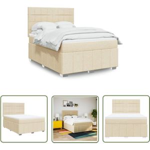 VidaXL Boxspringbett mit Matratze Creme 160x200 cm Stoff