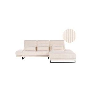Beliani - 4-Sitzer Ecksofa Beige Cord L-Förmig mit Chaiselongue Linksseitig 3 Dekokissen Verstellbare Armlehnen Rückenlehne Sitztiefe Kopfstütze