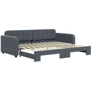 Vidaxl - Tagesbett Ausziehbar Dunkelgrau 90x200 cm Samt