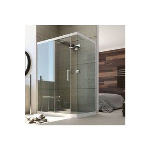 Eck-Duschkabine in pvc weisser Profil h 200 mod. Glax 75x170 cm Klarglas