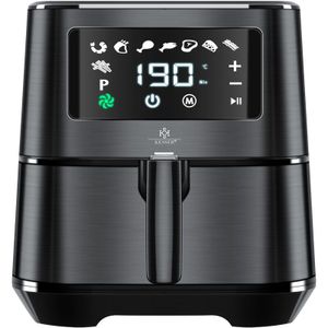 Xxl 5.5 Liter Heißluftfritteuse Edelstahl inkl.Brotbackkorb 1700W Friteuse Fritteuse Airfryer Touch Display 8 Programmen ohne öl Schwarz - Kesser