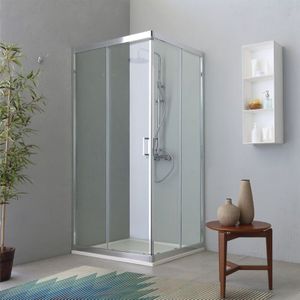 Eck-Duschkabine 80x100 mit zwei Schiebetüren