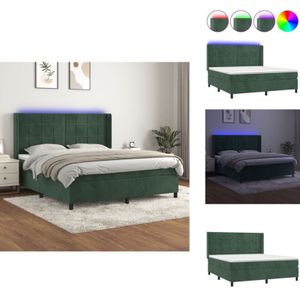 Boxspringbett mit Matratze & LED Dunkelgrün 180x200 cm Samt - Boxspringbett - Doppelbett - Samtbett - Luxusbett - Bettenrahmen
