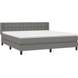 Vidaxl - Boxspringbett mit Matratze Dunkelgrau 180x200 cm Stoff