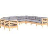 Vidaxl - 9-tlg. Garten-Lounge-Set mit Grauen Kissen Massivholz Kiefer