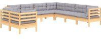 Vidaxl - 9-tlg. Garten-Lounge-Set mit Grauen Kissen Massivholz Kiefer