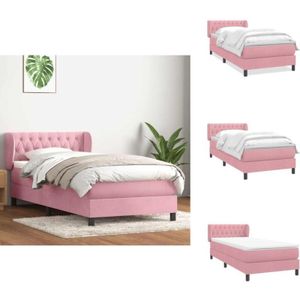 Vidaxl - Boxspringbett mit Matratze Rosa 90x210 cm Samt - Boxspringbett - Boxspringbetten - Bett - Schlafzimmermöbel