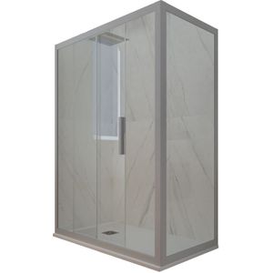 Forte - Eck-Duschkabine in pvc 80x120 Klarglas Silver Deco Duo