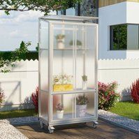 Balkon- und Anlehn-Gewächshaus 'Stad' aluminium eloxiert 4 mm hkp mit Rollfundament - Vitavia