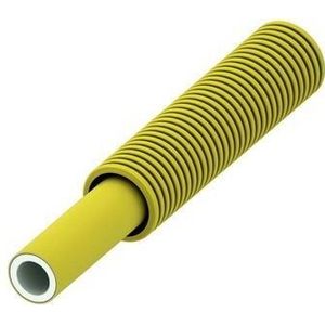 Flex Verbundrohr Pe-Xc/Ai/Pe-Rt Gas, Dimension 20mm, im Wellschutz, Rolle 50m, Gelb - Tece