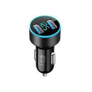 QC3.0 USB-Autoladegerät, Dual-QC3.0-Autoladegerät-USB-Adapter aus Metall mit LED-Voltmeter und umfassendem Schutz, für verschiedene Mobilgeräte