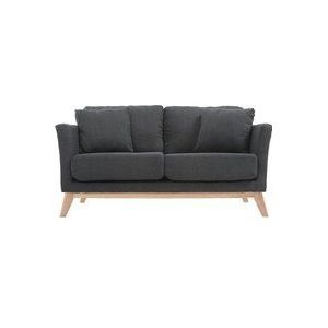Sofa skandinavisch 2 Plätze Dunkelgrau und helle Holzbeine OSLO