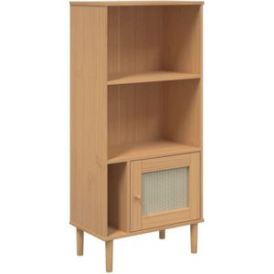 Bücherschrank senja Rattan-Look Braun 60x35x130 cm Kiefernholz Vidaxl