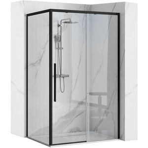 Duschkabine solar 90X90 black + duschtasse savoy white - REA