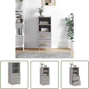 The Living Store - Sideboard Grau Sonoma 34,5x34x90 cm Holzwerkstoff - Schreibtisch - Wohnzimmermöbel - Sideboard - Grau Sideboard - Modernes