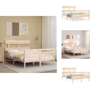 Massivholzbett mit Kopfteil 140x200 cm - Holzbett - Kiefernholzbett - Massives Holzbett - Boxspringbetten - Lattenrost