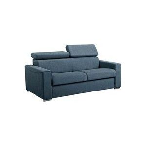 Vente-unique - Schlafsofa 3-Sitzer - Liegefläche: 140 cm - Matratzenhöhe: 16 cm mit Memory Schaum - Stoff - Blau - vizir