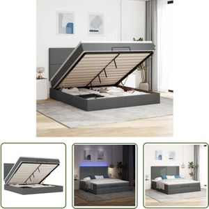 VidaXL Ottoman-Bett mit Matratze & LEDs Dunkelgrau 180x200 cm Stoff