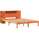 Massivholzbett mit Regal ohne Matratze Wachsbraun 160x200 cm Vidaxl