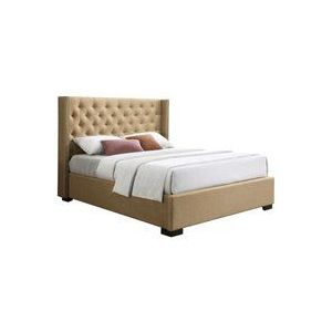 Vente-unique - Bett mit Bettkasten mit gestepptem Kopfteil - 180 x 200 cm - Stoff - Beige - massimo