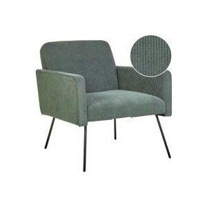 Sessel Dunkelgrün aus Cord mit Metallgestell in Schwarz Modernes Retro Design für Wohnzimmer Schlafzimmer Flur