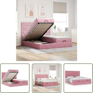 vidaXL Ottoman-Bett mit Matratzen Rosa 180x200 cm Samt